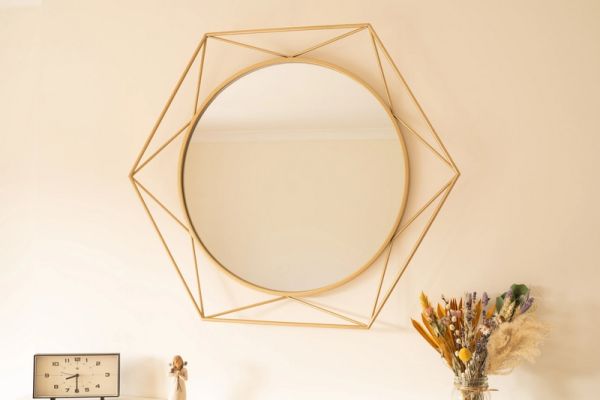 Hexagonal Mirror - L80 x W6.5 x H70 cm - Gold