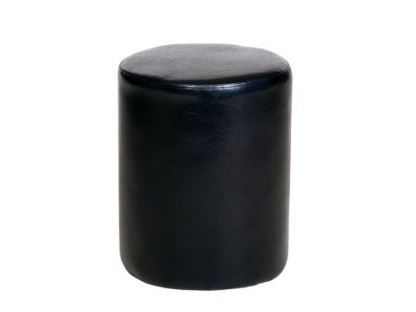 Forge Round Stool in Black Faux Leather