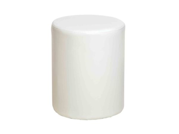 Boston Round Stool in Cream Faux Leather