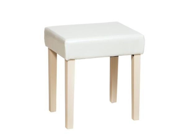 Jamestown Stool in Cream Faux Leather, Cream Leg