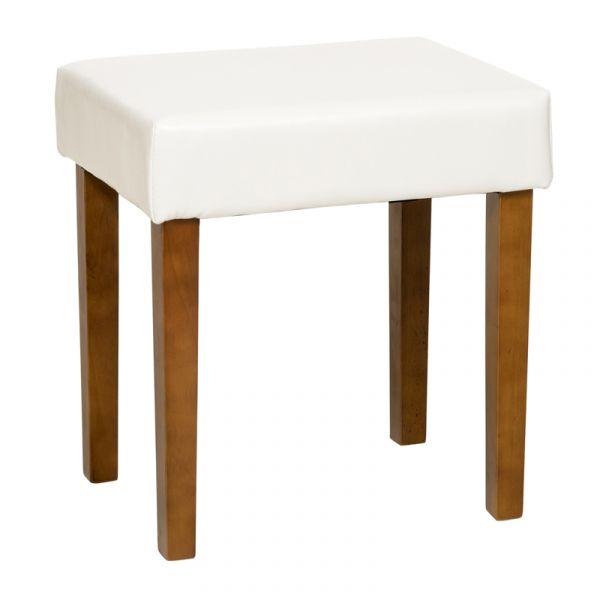 Cotswold Stool in Cream Faux Leather, Light Wood Leg
