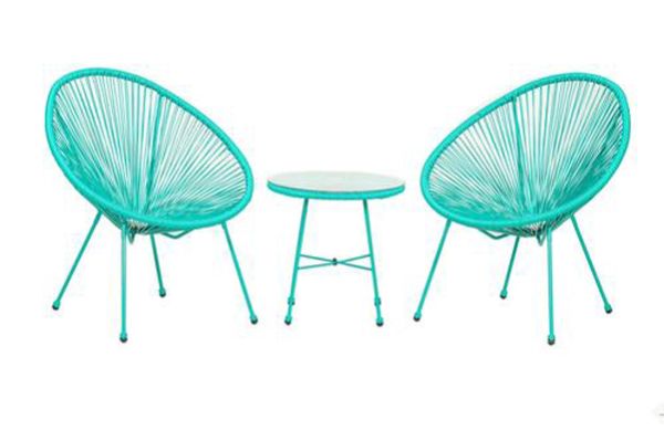 Monaco 3 Pc Egg Chair Set with Screw in Legs - Powder Coated Steel - H52 x W50 x L50 cm - Emerald Green
