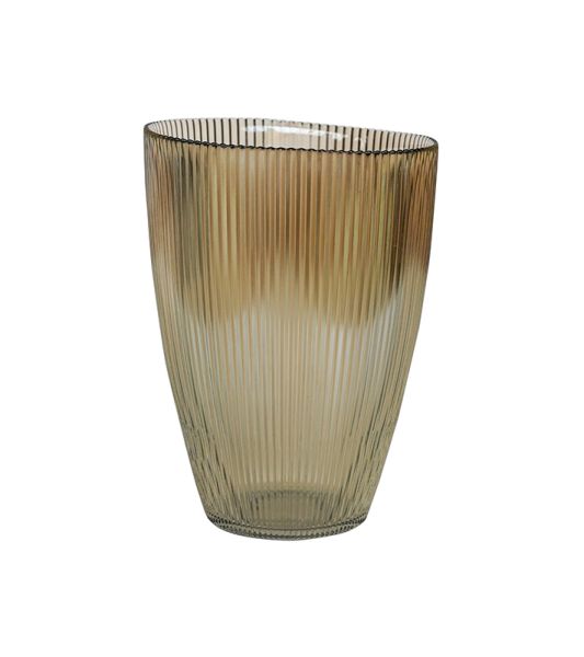 Ribbed Tall Vase - Glass - L18 x W18 x H24.5 cm - Mocha