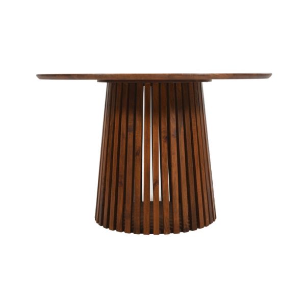 Slatted 4 to 6 Seater Round Dining Table - Mango Wood - L120 x W120 x H76 cm