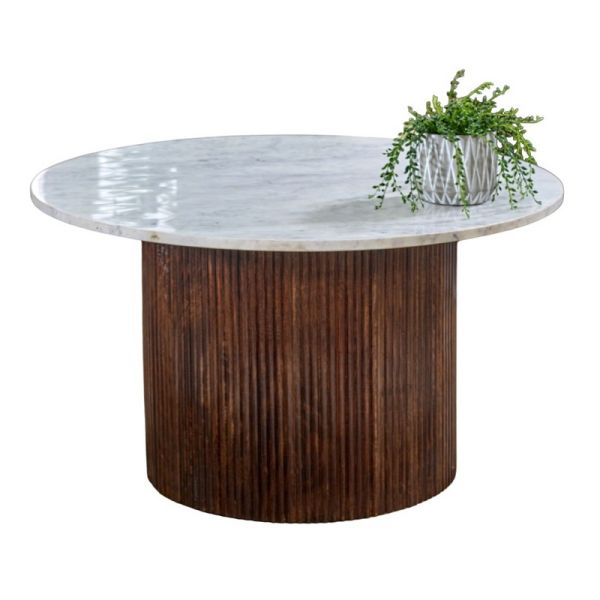 Opal Coffee Table with Marble Top & Mango Wood Base - L80 x W80 x H45 cm