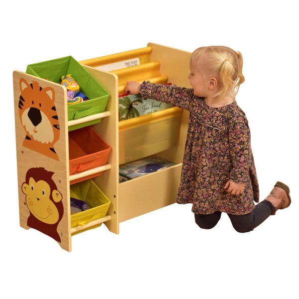 Jungle Magazine Shelf with 3 Non-Woven Bins