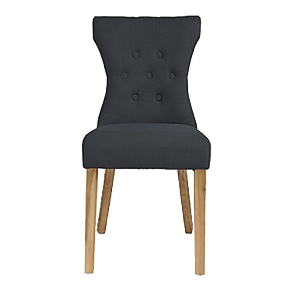 Naples Dining Chair (Pack of 2) - Linen Fabric - L63 x W46 x H92 cm - Grey