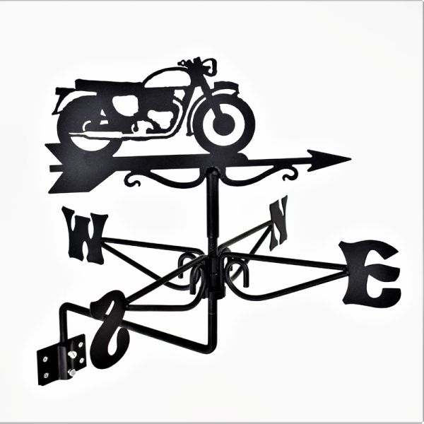 Mini Vintage Motorcycle Weathervane - Steel - L38 x W38 x H43 cm - Black