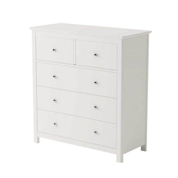 2 Over 3 Drawer Chest Drawer - MDF - L40 x W90 x H95.8 cm - White - Flat Packed