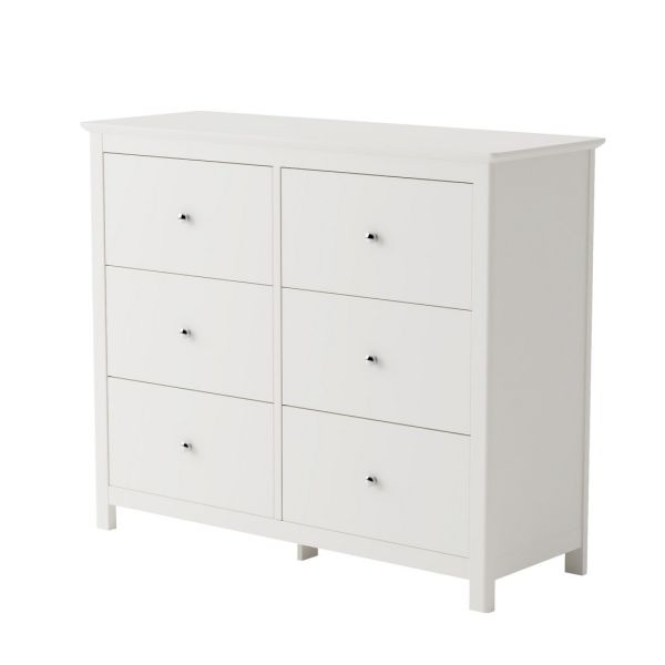 3 Over 3 Wide Chest of Drawer - MDF - L40 x W110 x H89.8 cm - White - Flat Packed