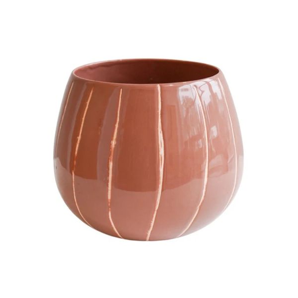 Nova Wax Relief Planter - Ceramic - L21 x W21 x H19 cm - Rose