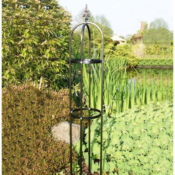 Mini Tower, Garden Obelisk, Plant Support - Solid Steel - L25 x W22.9 x H139.7 cm