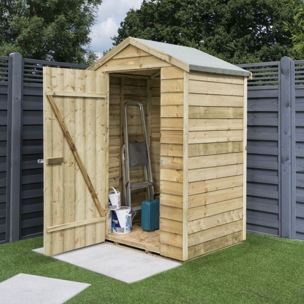 4 x 3 Feet Overlap Shed - Timber - L94 x W130 x H187.5 cm - Natural