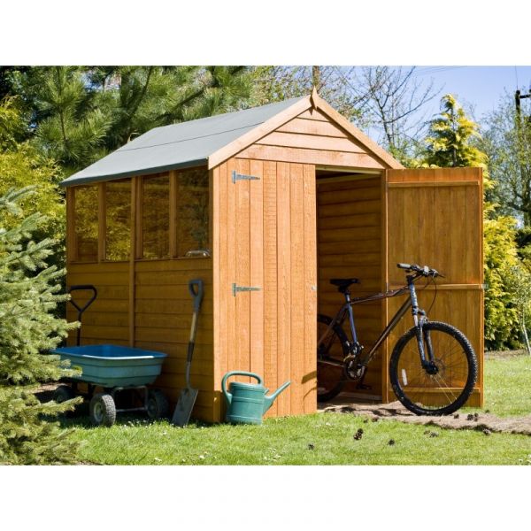 7 x 5 Feet Overlap Dip Treated Apex Shed Double Door with Windows