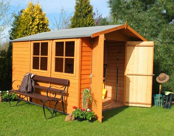 10 x 7 Feet Overlap Dip Treated Apex Shed Double Door with Windows