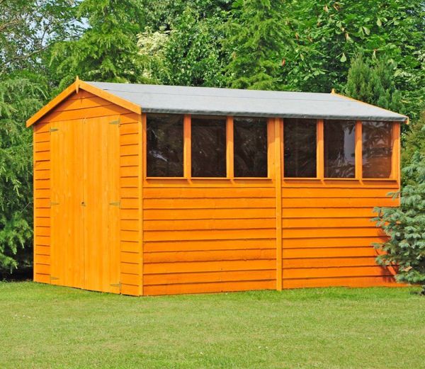 10 x 10 Feet Overlap Dip Treated Apex Shed Double Door with Windows