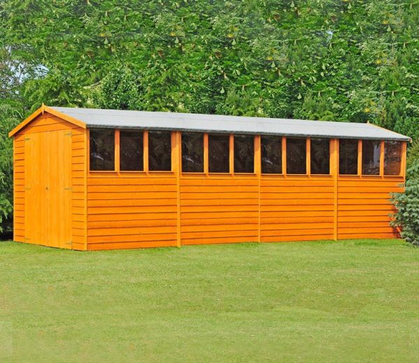 10 x 20 Feet Overlap Dip Treated Apex Shed Double Door with Windows