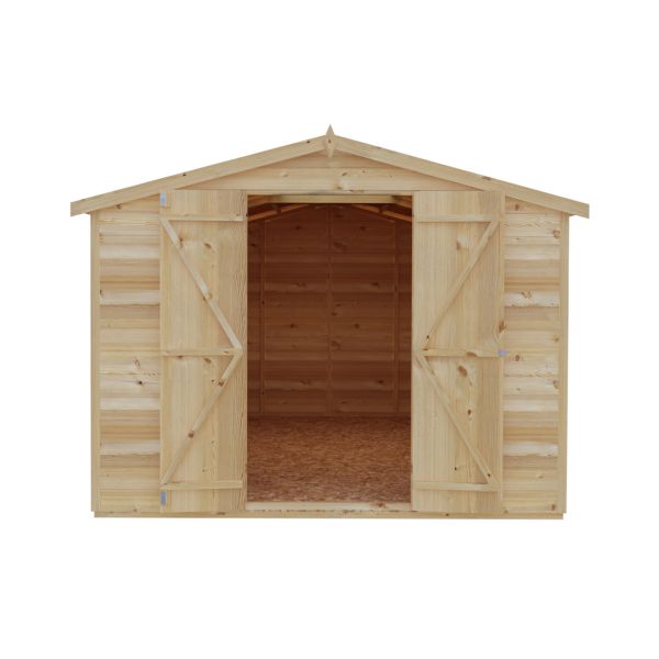 Overlap 12 x 8 Dip Treated Apex Shed Double Door No windows