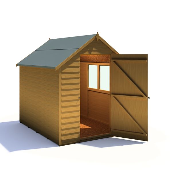7 x 5 Feet Overlap Dip Treated Value Range Apex Shed Single Door with Windows