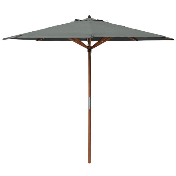 Willington 2.7m Wooden Parasol +15Kg Base - L270 x W270 x H243 cm - Grey