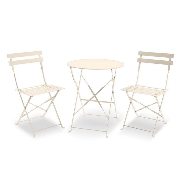 Padstow Folding Bistro Set - Steel - Champange