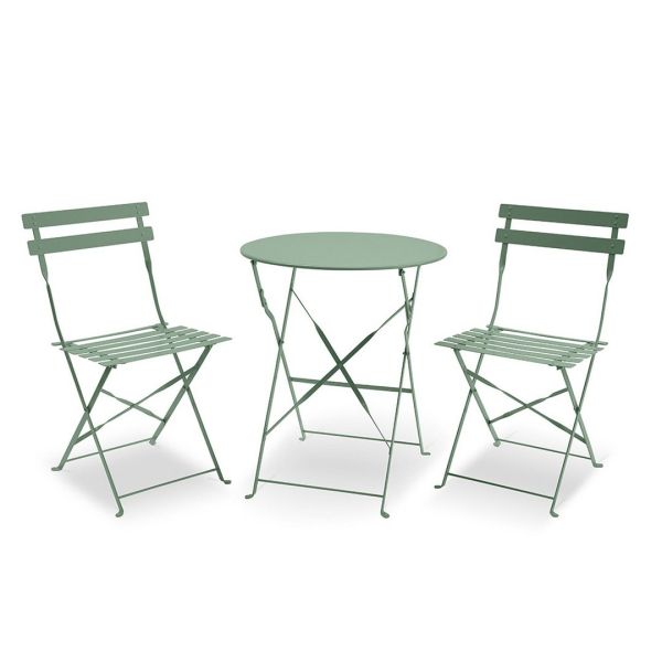 Padstow Folding Bistro Set - Steel - Olive
