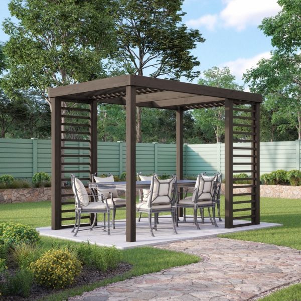 Panel Pergola - Wood - L360 x W420 cm - Rustic Brown