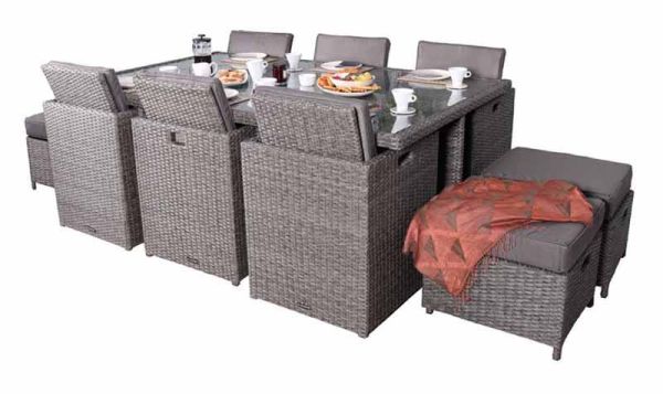 Paris 10 Seater Cube Set with Cushions - H75 x W125 x L195 cm 