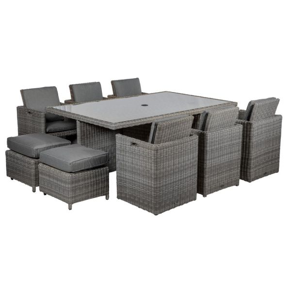 Paris 10 Seater Cube Set with Cushions - H75 x W125 x L195 cm 