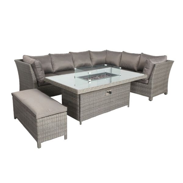 Paris 7 Pc Deluxe Modular Corner Dining Set - Synthetic Rattan - H68 x W170 x L100 cm