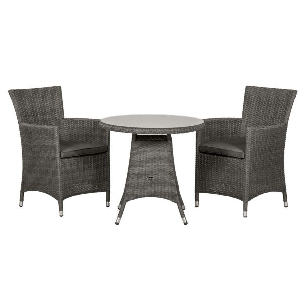 Paris 2 Seater Carver Bistro Set - Aluminium/Rattan Weave - L62 x W60 x H89 cm
