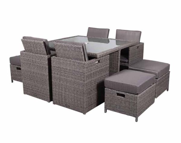 Paris 8 Seater Cube Set with Cushions - H75 x W125 x L125 cm