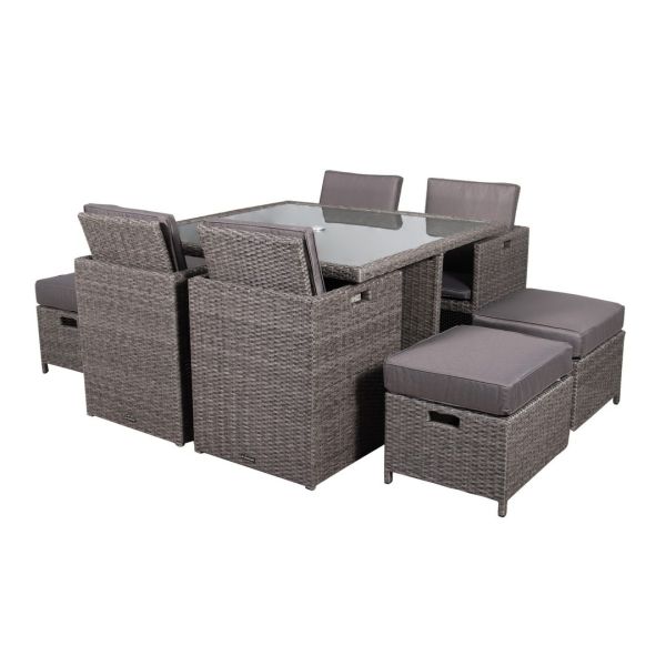 Paris 8 Seater Cube Set with Cushions - H75 x W125 x L125 cm