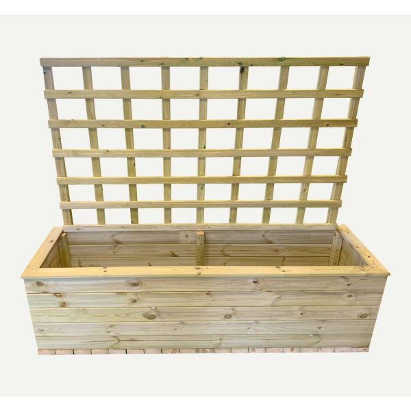 Deluxe Extra Large Trough with Trellis - Timber - L58 x W183 x H52 cm - Partially Assembled