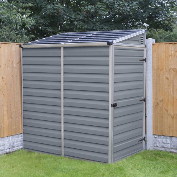 Palram 4x6 Skylight Pent Shed - Plastic - L175 x W117.5 x H203 cm - Grey
