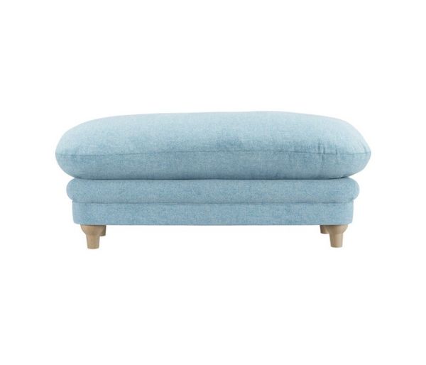 Plumpton Duck Egg Blue Weave Footstool - Chenille - L53.5 x W113.5 x H49.5 cm - Oak