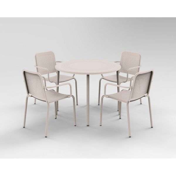 Porto 4 Seater Stacking Round Dining Set - Steel - Champange