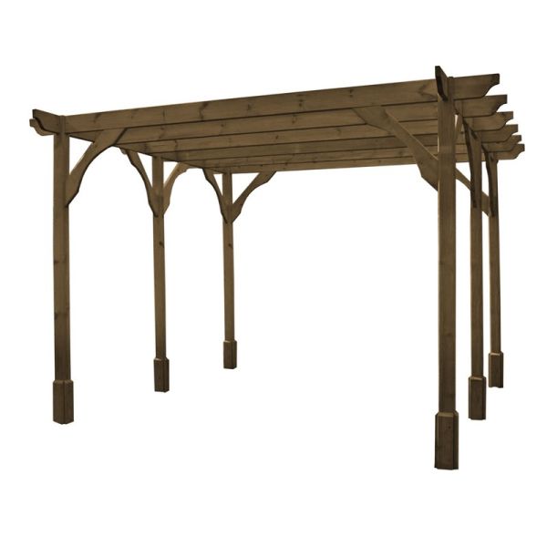 Premium Pergola 6 Posts - Wood - L300 x W480 x H270 cm - Rustic Brown