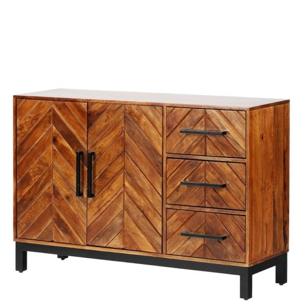 Parquet 120 cm Sideboard - Mango Wood/Iron - L40 x W120 x H80 cm - PP Finish 