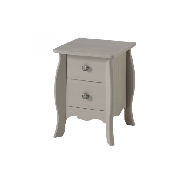 Provence Grey Washed Pine Small 2 Drawer Petite Bedside Cabinet