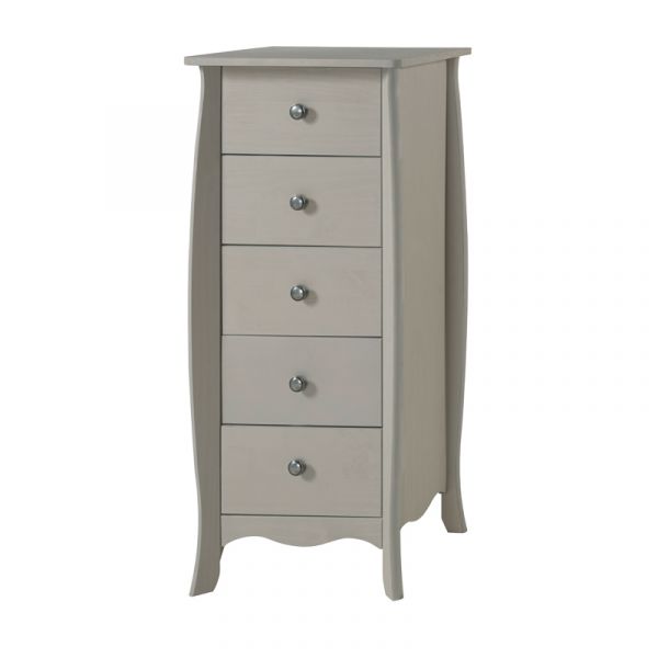 Provence Grey Washed Pine Tall 5 Drawer Chest