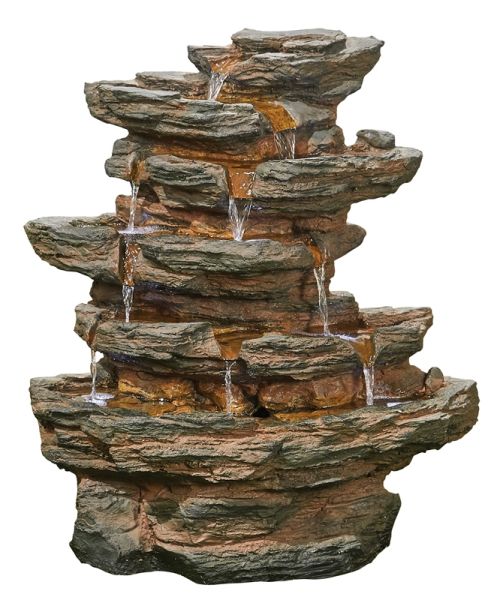 Red Rock Springs Water Feature inc. LEDs - Polyresin - L35 x W62 x H71 cm - Natural Stone
