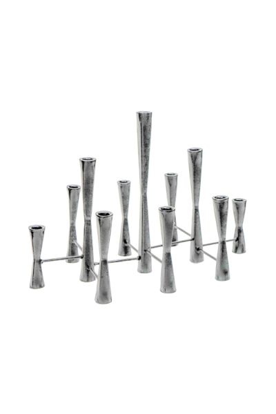 Parker 11 Piece Candle Centerpiece - Mild Steel - L27 x W51.5 x H42 cm - Silver