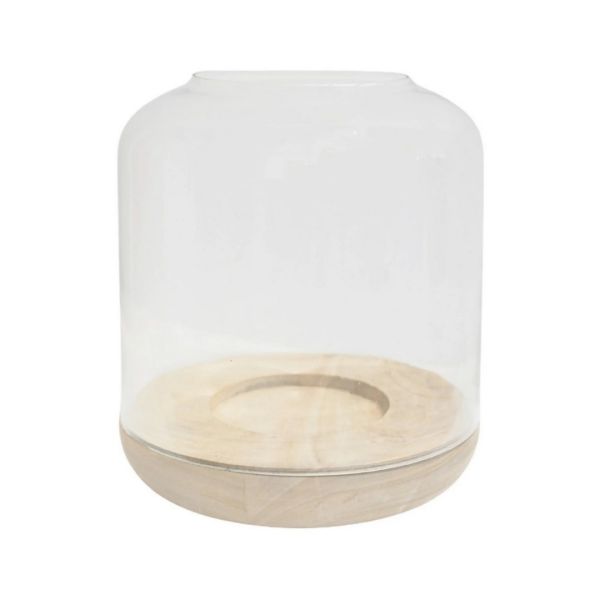 Padstow Tapered Dome Lantern - Whitewash - L20 x W20 x H25.5 cm - Brown