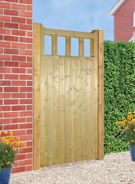 Quorn Tall Single Garden Gate - Pressure Treated Scandinavian Redwood - W750 x H1800 mm