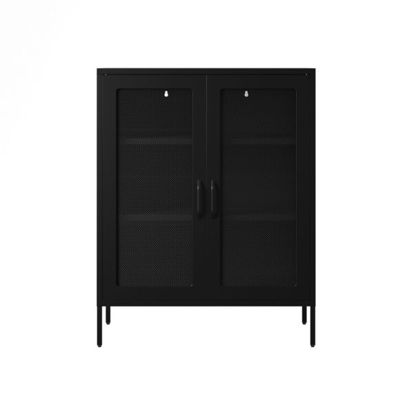 Reuben Storage Cabinet - Steel/Mesh - L40 x W80 x H102 cm - Black - Flat Packed