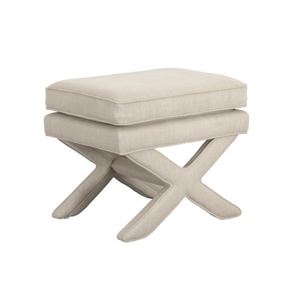 Rhode Stool - Linen Blend - L45 x W61 x H49.5 cm - Stone - Flat Pack