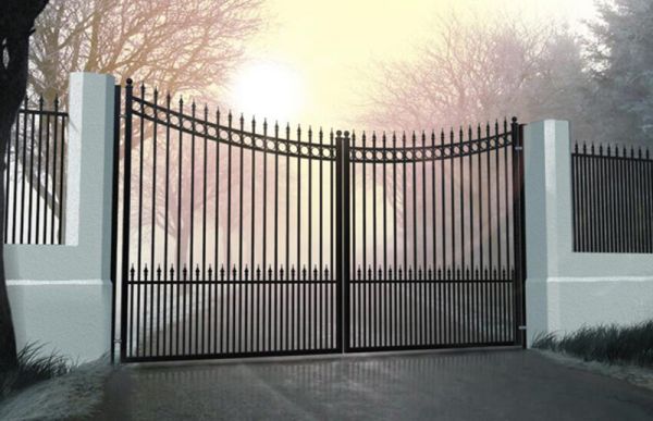 Double Swing Gate 4000x1800mm Black - Ornate Driveway with Full Visibility Gate