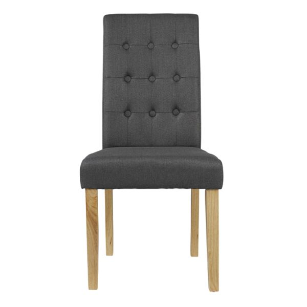 Roma Dining Chair (Pack of 2) - Linen Fabric - L63 x W47 x H103 cm - Grey