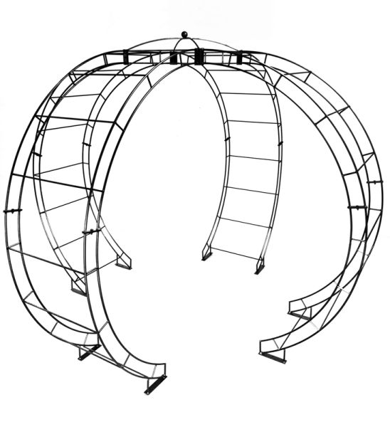 Round Gazebo - Steel - L307.4 x W307.4 x H254 cm - Bare Metal/Ready to Rust